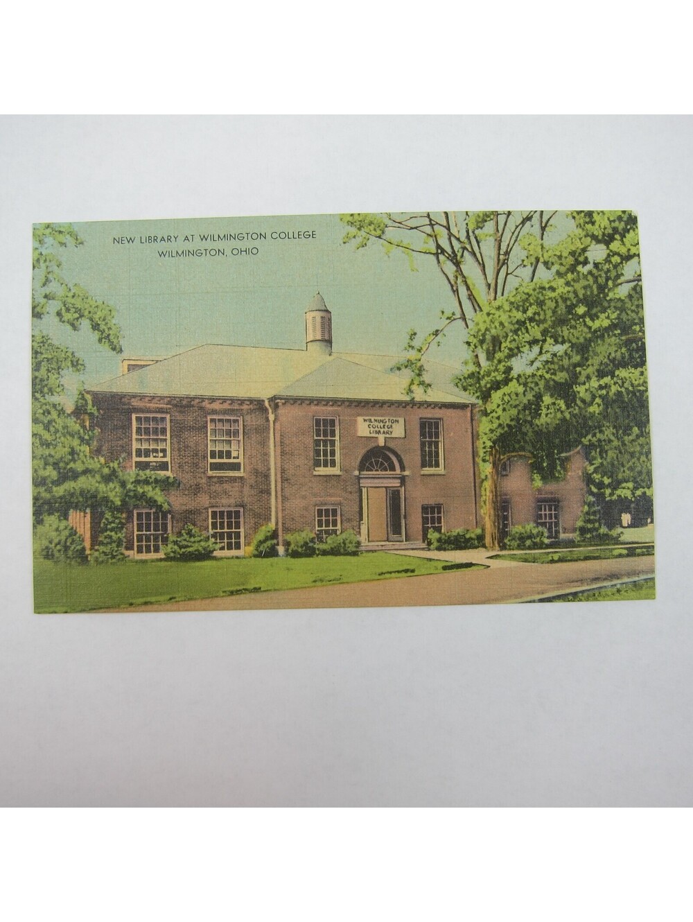 Vintage Postcard Wilmington College New Library Building Ohio MWM Litho UNPOSTED